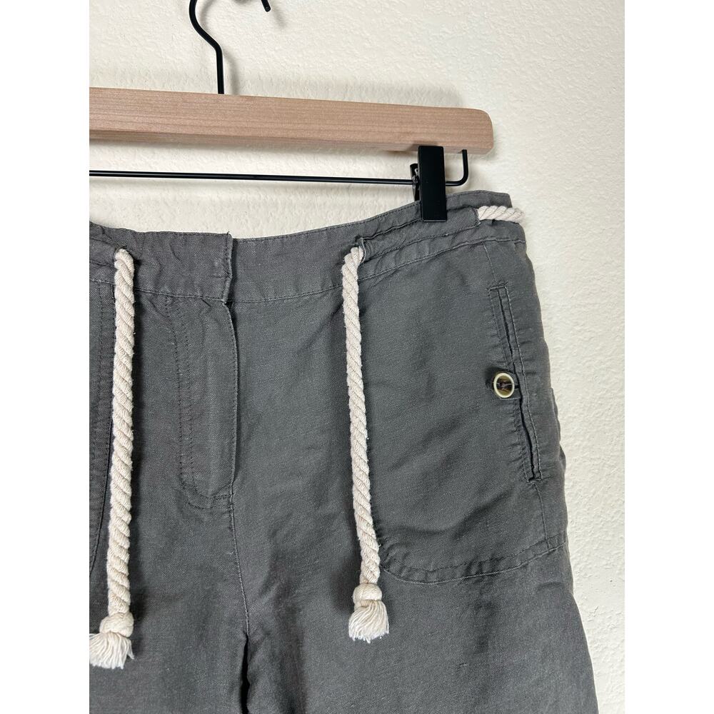 Sandro Women's Size 10 Linen Pants Cropped Lagenlook Rope Belt Bottoms - Picture 6 of 9